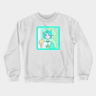 Cute Anime Alien Girl Aesthetic Minimalist Design Crewneck Sweatshirt